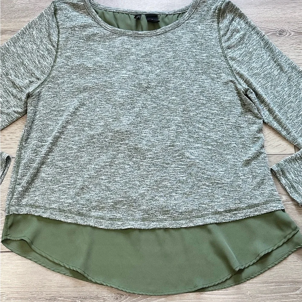 New Directions Mixed Media Lace Up Long Sleeve Top